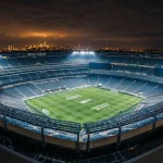 MetLife Stadium New York at night hosting World Cup final football match