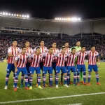 Paraguay national football team La Albirroja players during a CONMEBOL qualifier