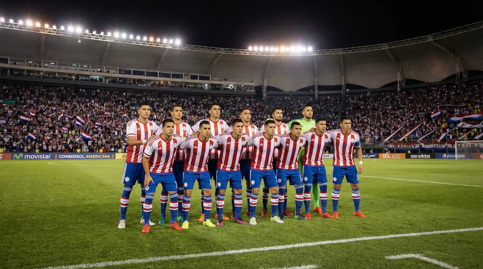 Paraguay national football team La Albirroja players during a CONMEBOL qualifier
