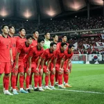South Korea national football team players in red jerseys during an AFC World Cup qualifier
