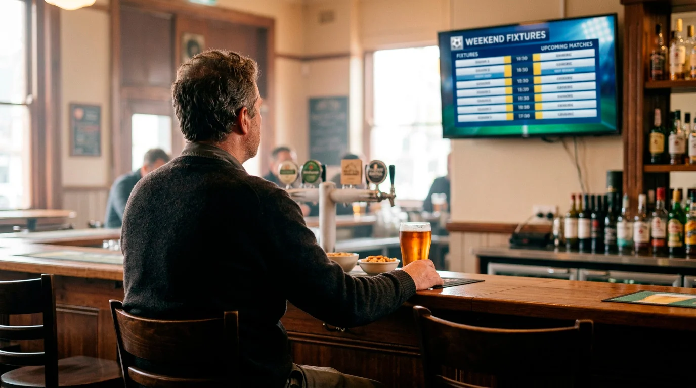 Punter at a Melbourne pub stares at a TV showing Monday 22 June World Cup 2026 fixtures